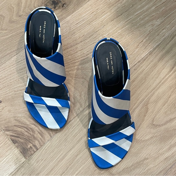 Dries Van Noten Striped mules blue and white, size 7.5 - Picture 2 of 9